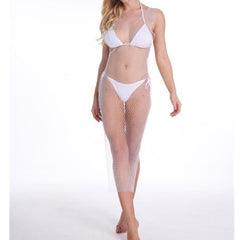 Sexy Swimwear Crystal Shiny Cover Up Women Summer Fishnet Hollow Bikini Cover Up Tops Swimwear Bathing Suit White Black