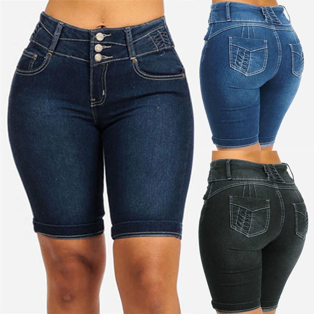 Plus Size Fashion Women Denim Shorts Pants Summer Skinny Slim Short Jeans Women Denim Shorts Pants Skinny Slim Short Jeans