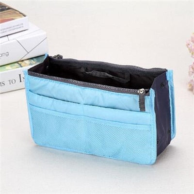 Tote Cosmetic Bag For Women Double Zipper Makeup Bag Toiletries Grooming Kit Large Nylon Travel Insert Organizer Handbag Purse