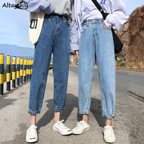 Women's Jeans High Waist Stretch Skinny Denim Pants 2020 Autumn Winter Blue Retro Washed Elastic Slim Pencil Trousers
