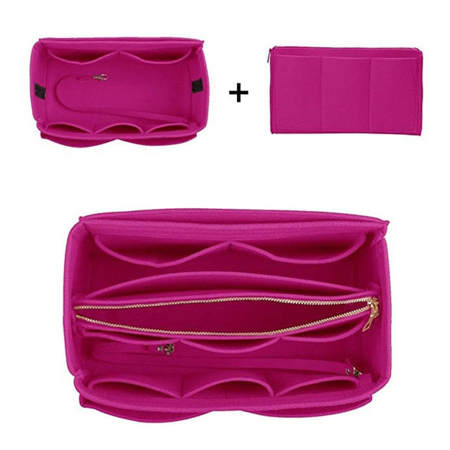 HHYUKIMI Brand Make up Organizer Felt Insert Bag For Handbag Travel Inner Purse Portable Cosmetic Bags Fit Various Brand Bags