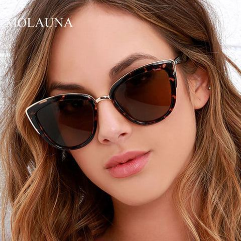 FSQCE New Fashion Brand Designer Cat Eye Women Sunglasses Female Gradient Points Sun Glasses Big Oculos feminino de sol UV400