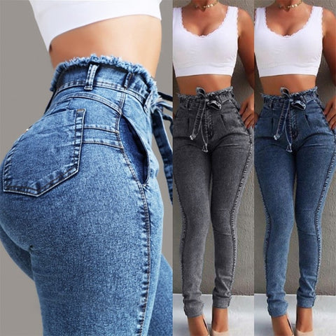 Okuohao High Waist Jeans Women Hip Lift 2020 Autumn Winter Stretch Denim Pencil Pants Black Washed Slim Skinny Female Trousers
