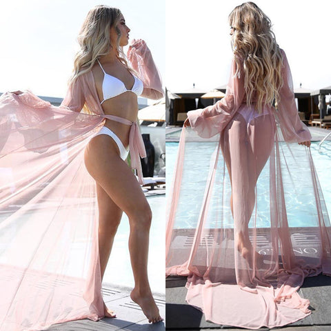 Women Bikini Cover Up Solid Lace Hollow Swimsuit Beach Dress  2019 Summer Ladies Cover-Ups Bathing Suit Beach Sexy Wear Tunic