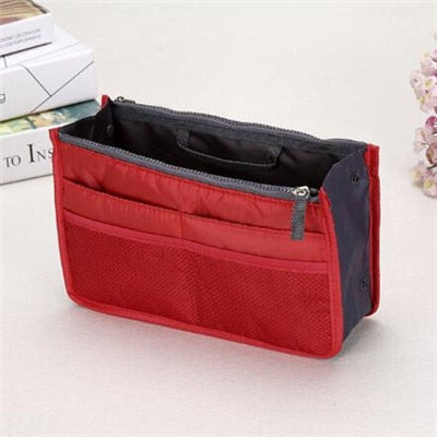 Tote Cosmetic Bag For Women Double Zipper Makeup Bag Toiletries Grooming Kit Large Nylon Travel Insert Organizer Handbag Purse