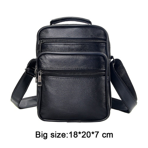 Genuine Leather Male's Crossbody Bag Casual Business Leather Men's Messenger Bag Vintage Men Big Bag Zipper Shoulder Handbags