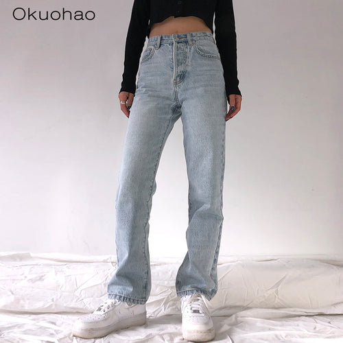 High Waist Loose Comfortable Jeans For Women Plus Size Fashionable Casual Straight Pants Mom Jeans Washed Boyfriend Jeans