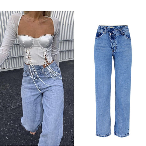 Boyfriend Jeans for Girl Elastic Waist Slim Fit Elegant Female Denim Trousers Bell Bottom Y2k Streetwear Flared Pants for Women