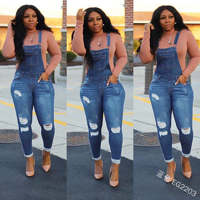 Wepbel Skinny Denim Hemming Pants Jumpsuits Plus Size Denim Overalls Fashion Holes Summer Women Jeans Casual Washed Trousers