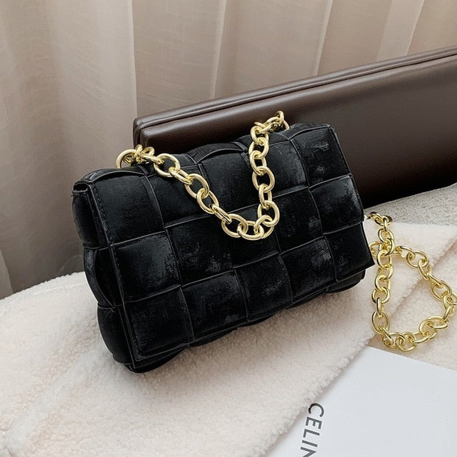 Women Crossbody Bag Weave Flap Bags For Women 2020 Quality Leather Thick Chain Shoulder Messenger Bags Female Handbag And Purse