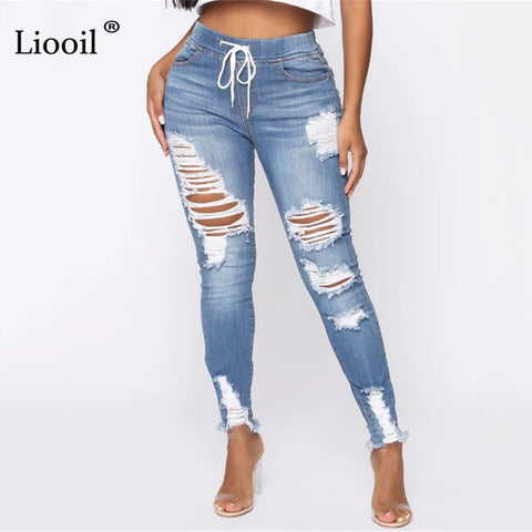 Stretch Embroidered Jeans For Women Elastic Flower Jeans Female Slim Denim Pants Hole Ripped Rose Pattern Jeans Pantalon Femme