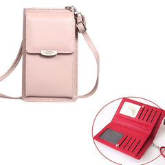 New Women Purses Solid Color Leather Shoulder Strap Bag Mobile Phone Big Card Holders Wallet Handbag Pockets for Girls